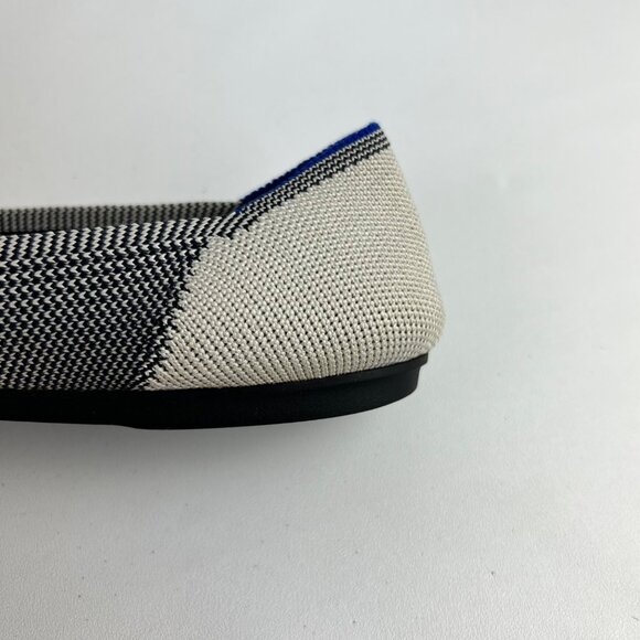 Rothys Womens Cap Toe Buffalo Plaid Round Toe Ballet Flat Black White size 7.5 - Picture 10 of 15